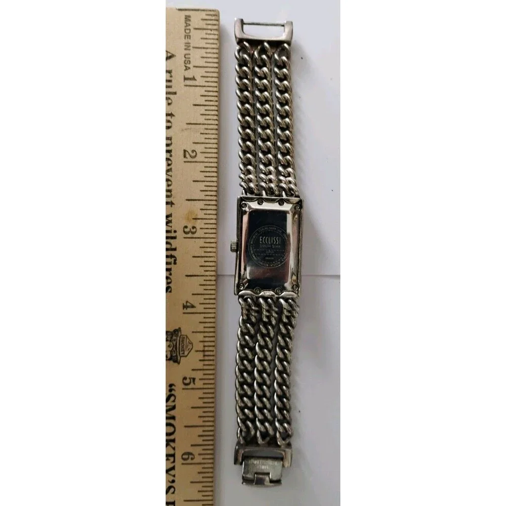 Ecclissi 33830 Sterling Silver 925 Triple Strand Chain Watch MOP Fresh Battery